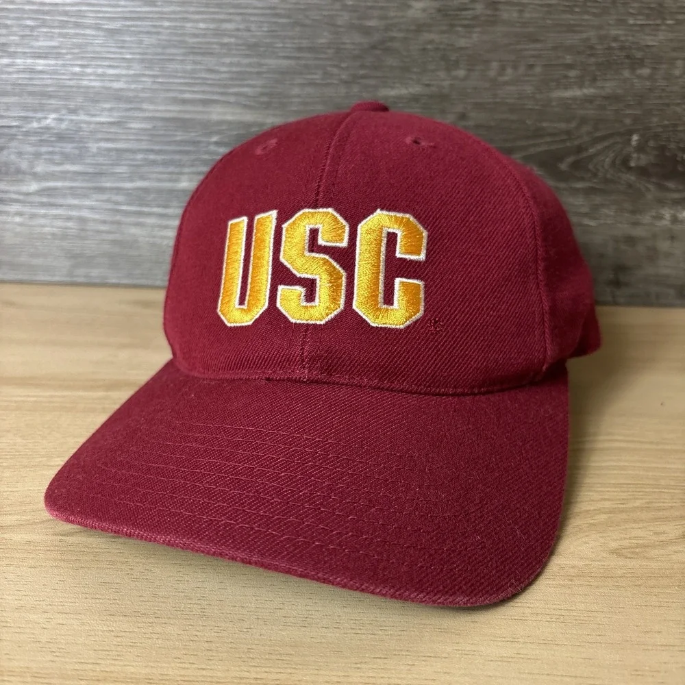 Vintage USC Trojans Hat Cap Snap Back Script NCAA Football American Needle